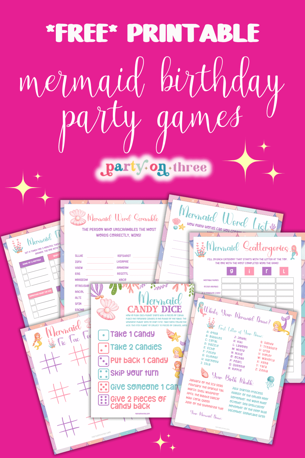 10 Fun and Free Printable Mermaid Party Games - Party on Three
