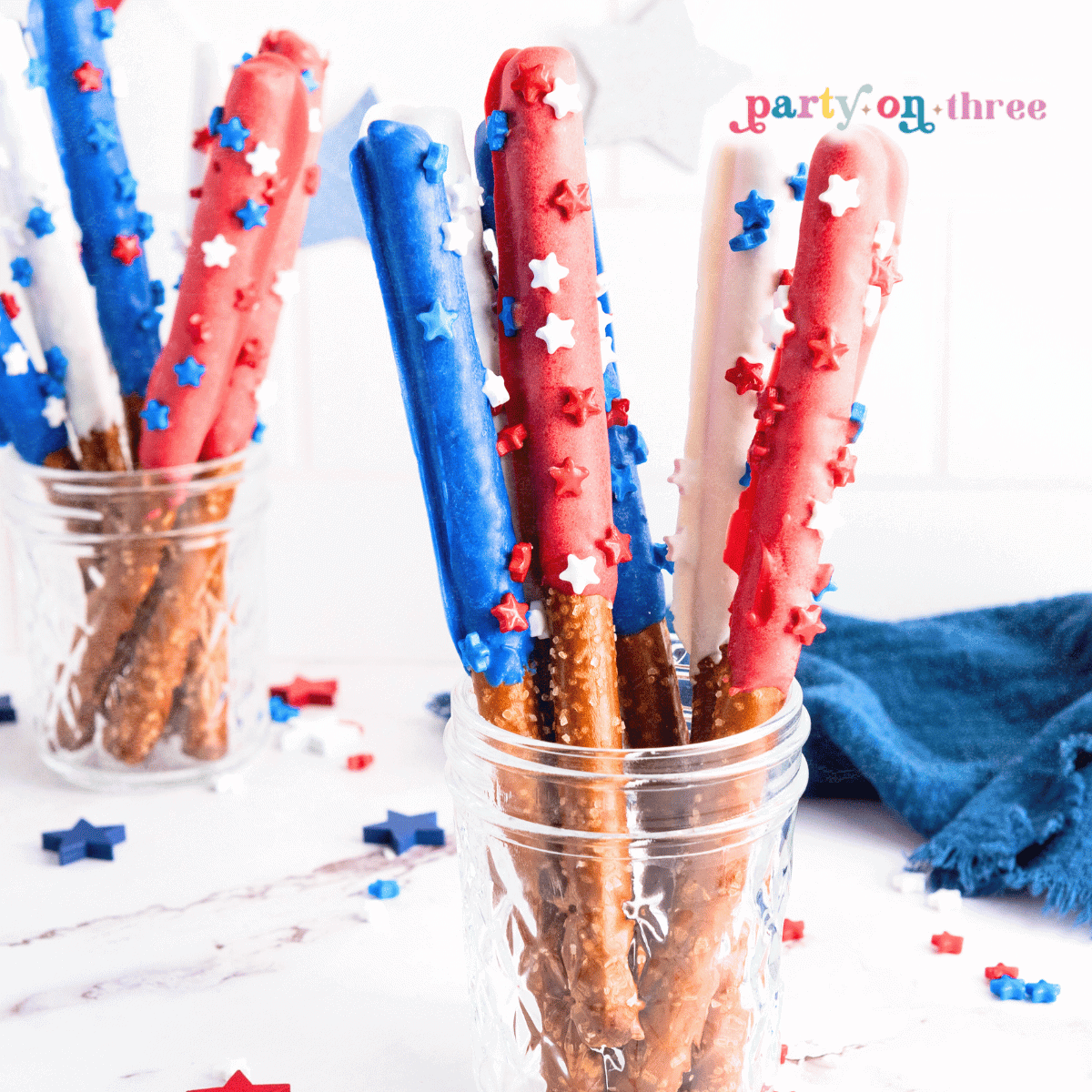 Red White and Blue Dipped Pretzels