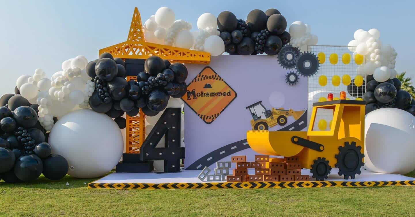Black, White & Yellow Construction Backdrop