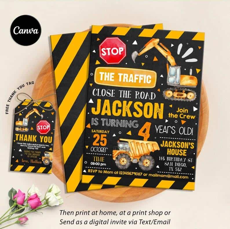 Bold Black & Yellow Birthday Invite