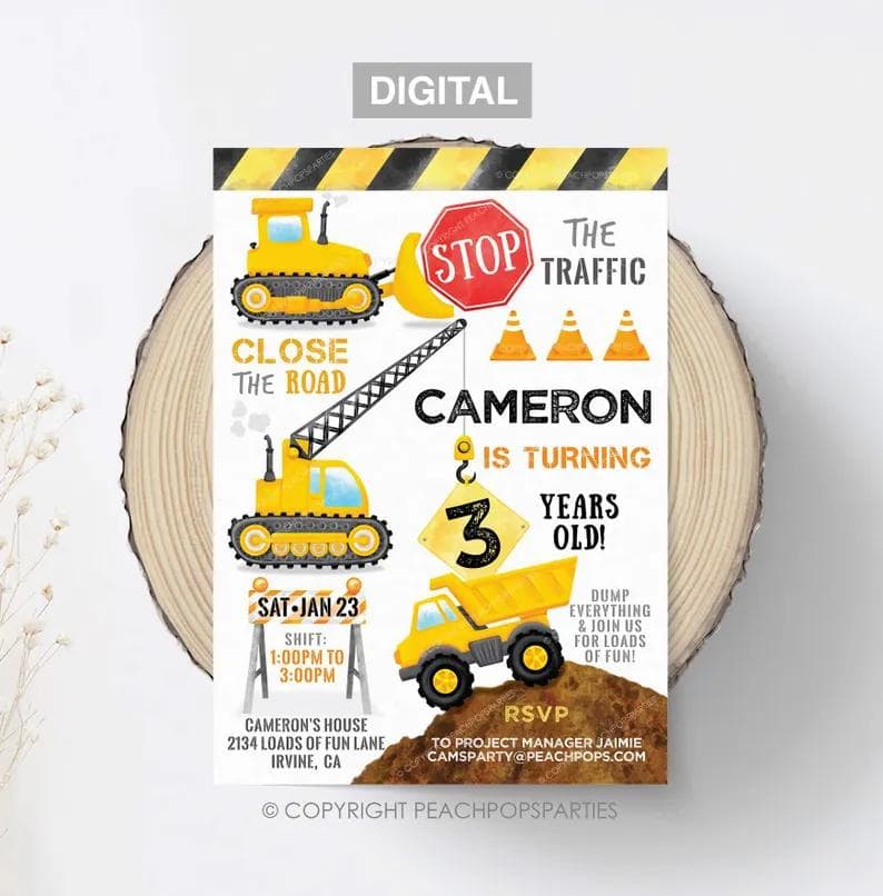 Cameron Turns Three – Stop the Traffic Invitation