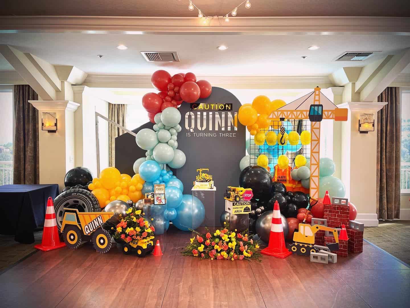 Construction Birthday Balloon Backdrop