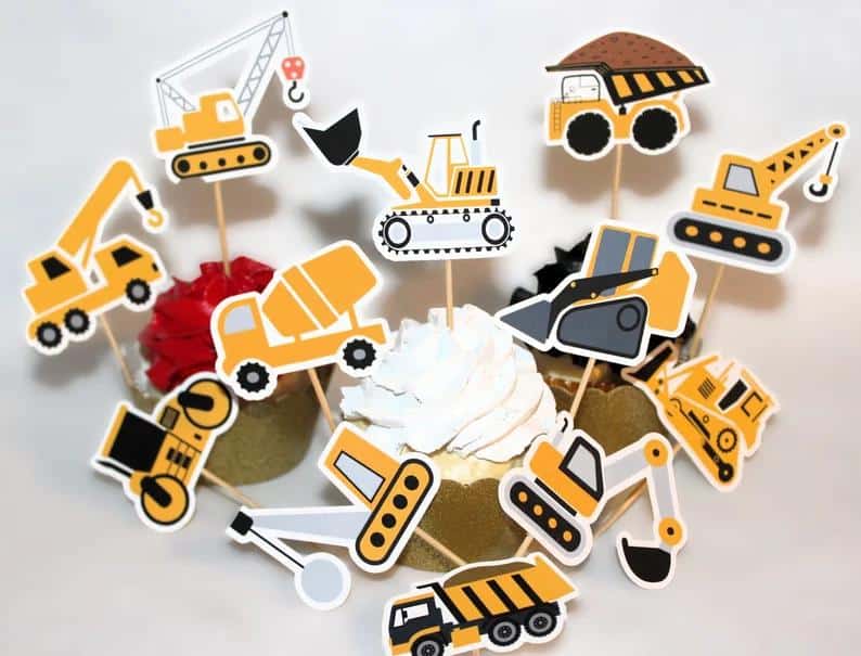 Construction Vehicle Cupcake Toppers
