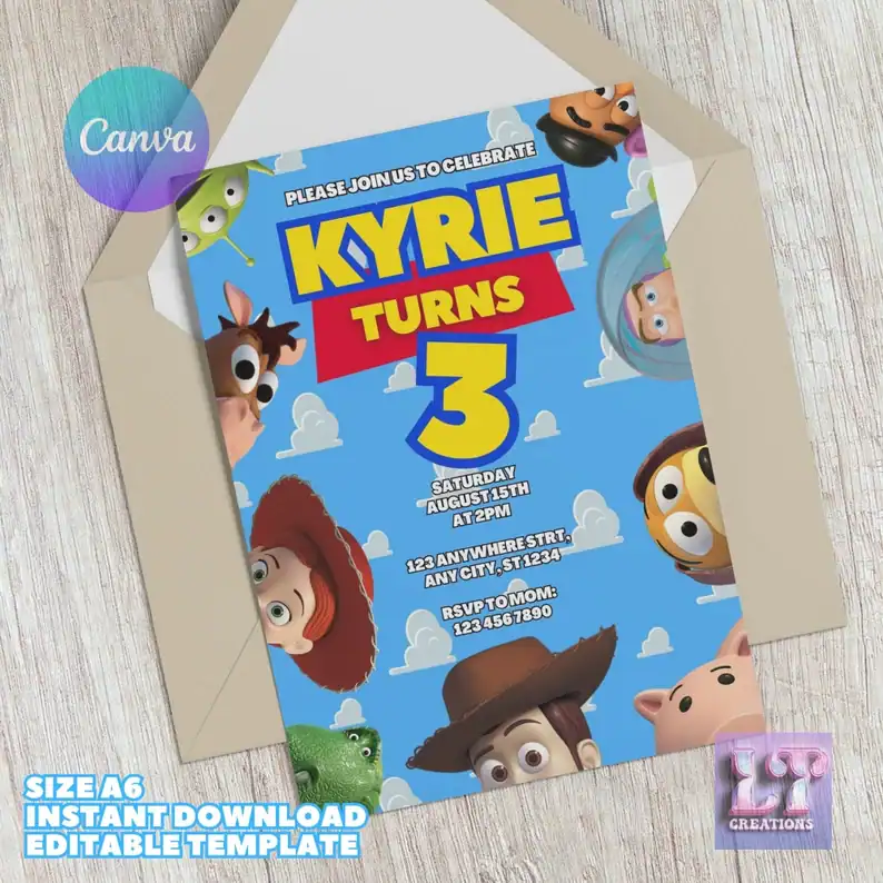 Editable Toy Story Birthday Invitation