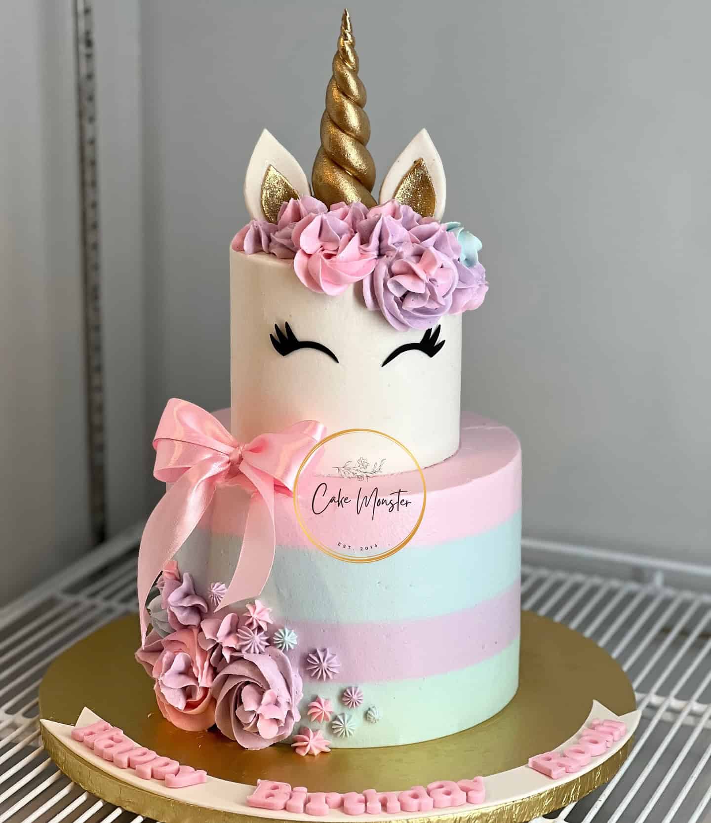 Elegant Unicorn Cake with Bow