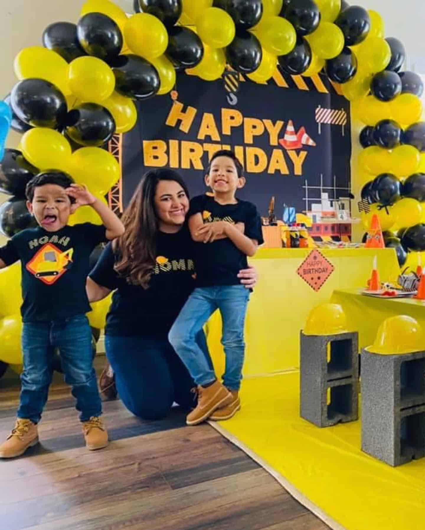 Family Construction Birthday Photo