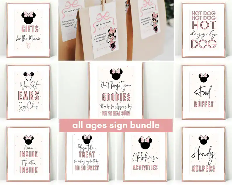 Minnie Mouse Birthday Signage Bundle