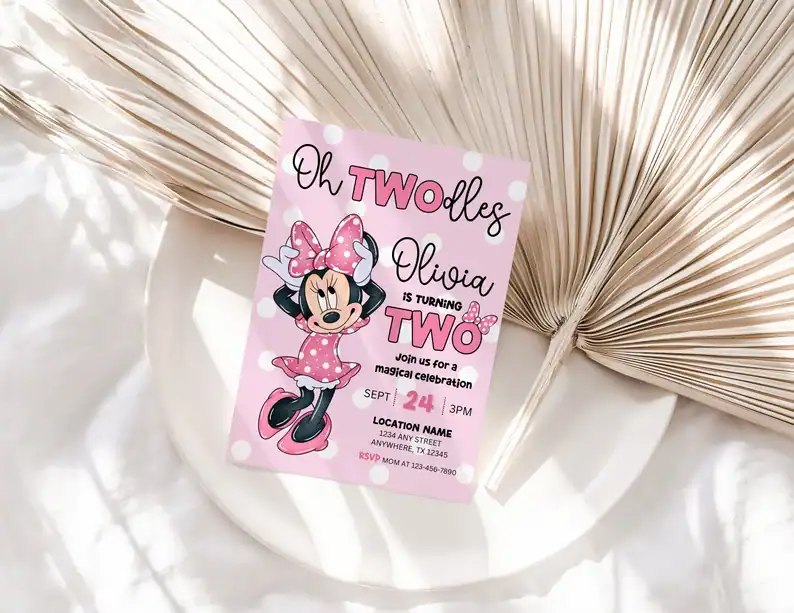 Minnie Mouse Oh Twodles Birthday Invitation