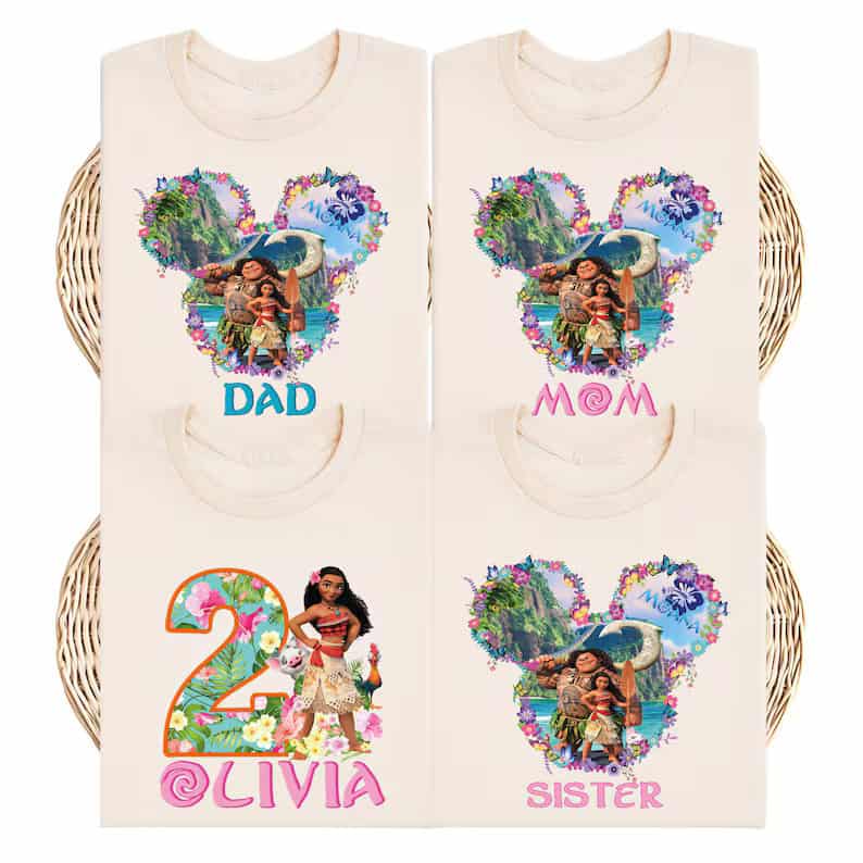 Moana Family Matching Birthday Shirts