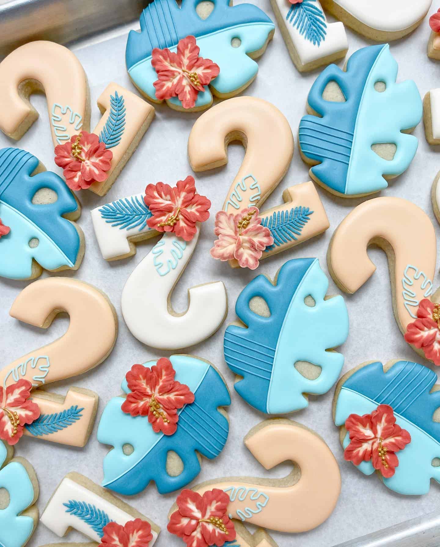 Moana Leaf and Number Cookies