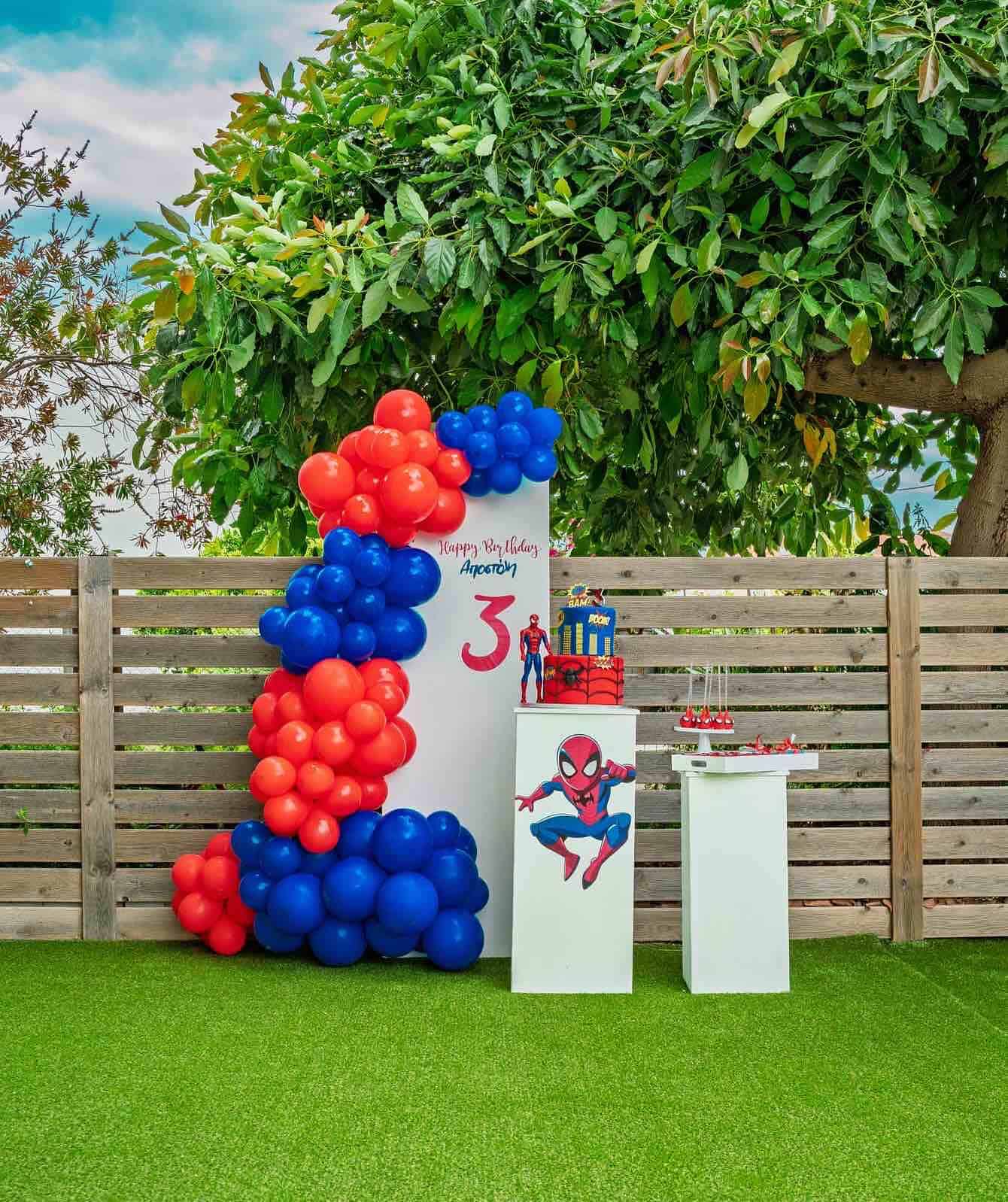 Outdoor Spiderman Birthday Setup