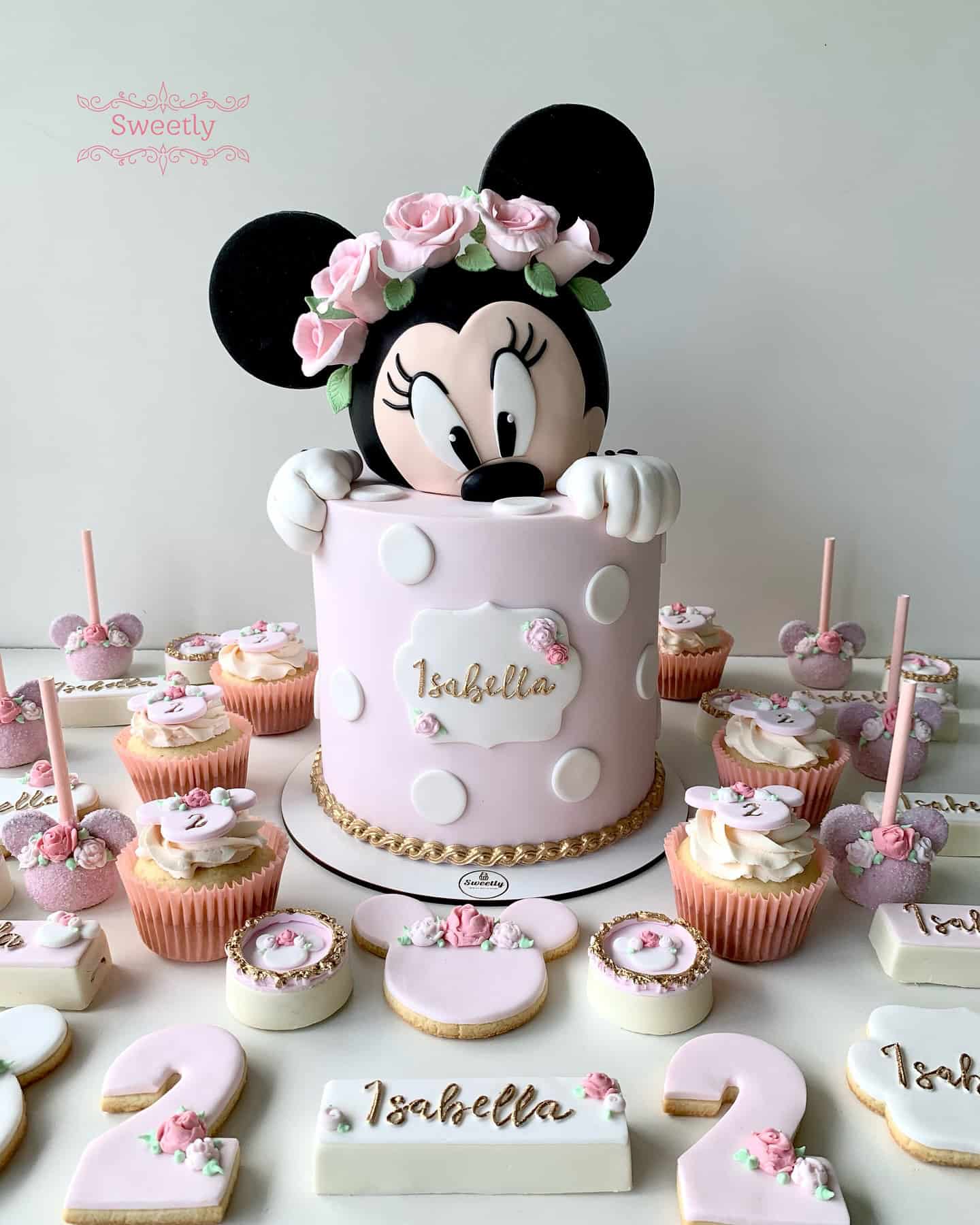 Pastel Minnie Mouse Cake and Dessert Set