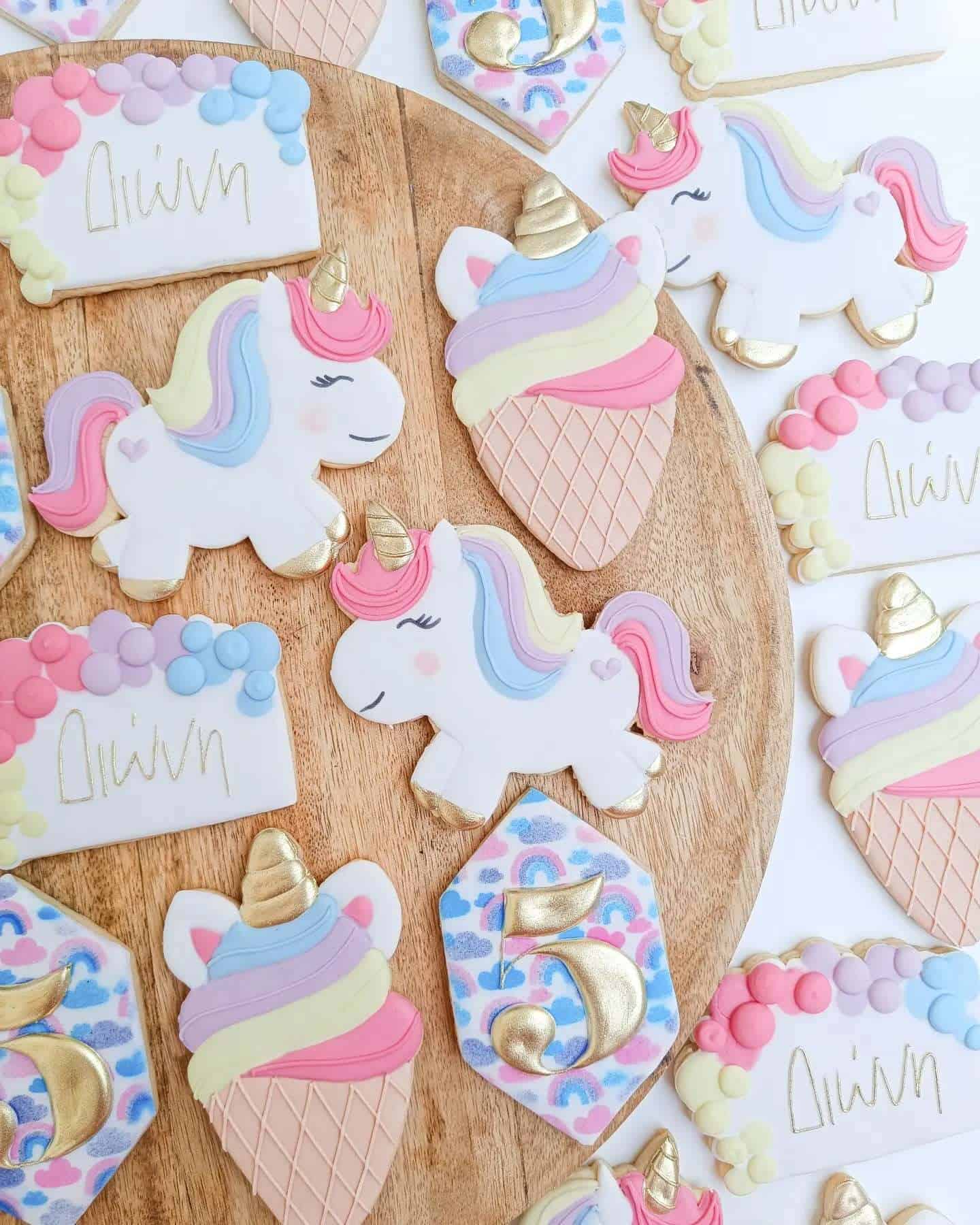 Pastel Unicorn Iced Cookies