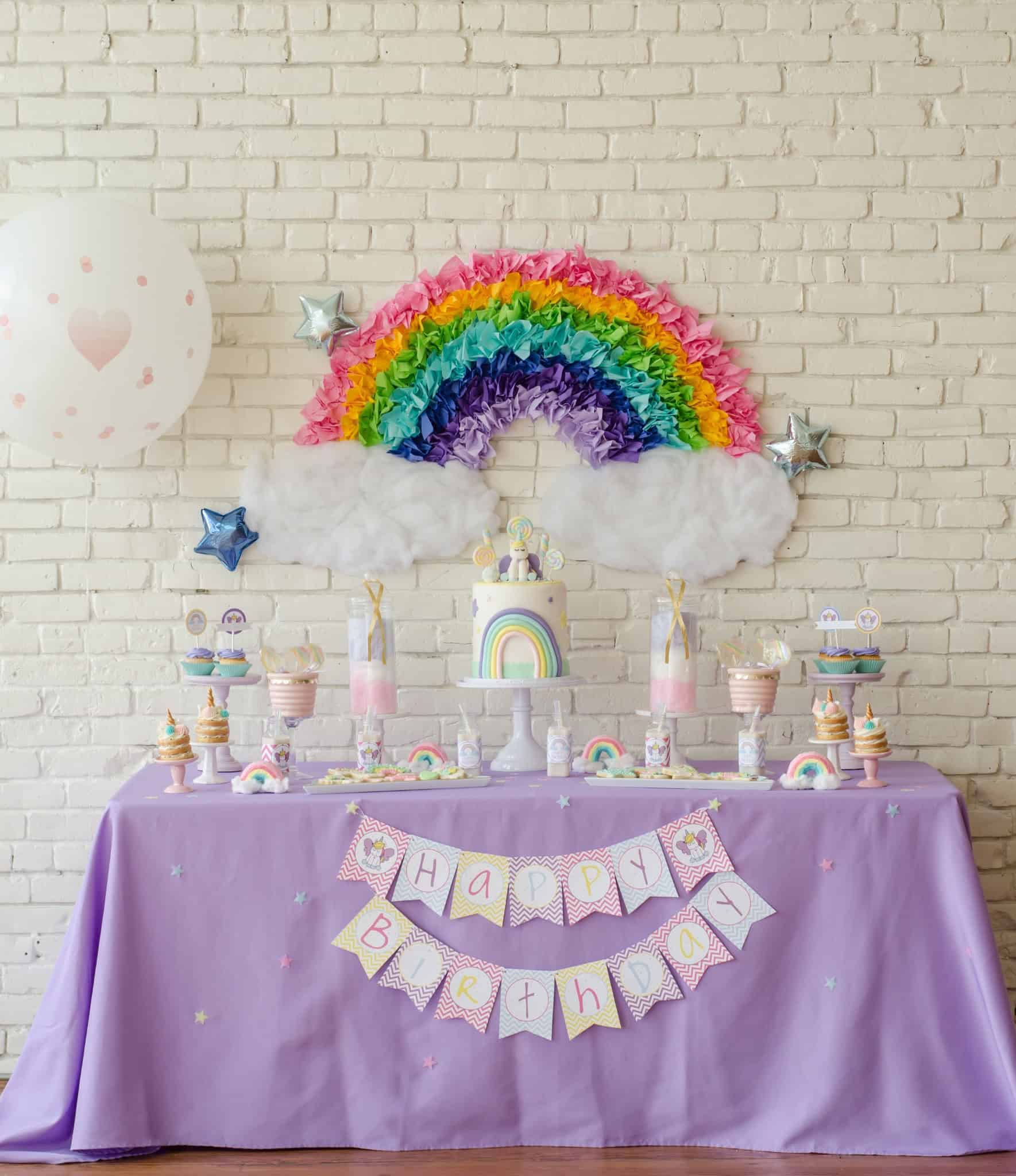 Rainbow Unicorn Dessert Table