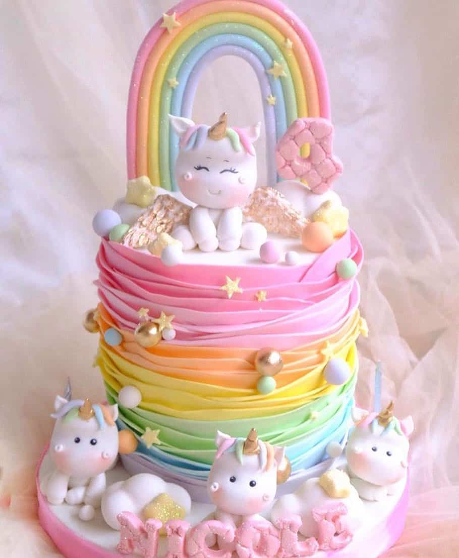 Rainbow Unicorn Fondant Cake