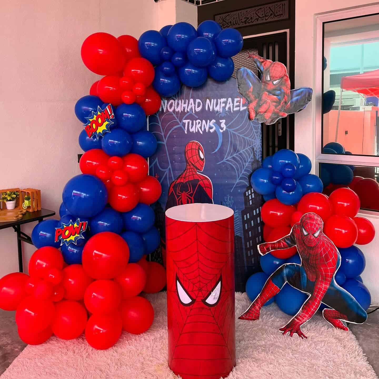 Red and Blue Balloon Spiderman Backdrop