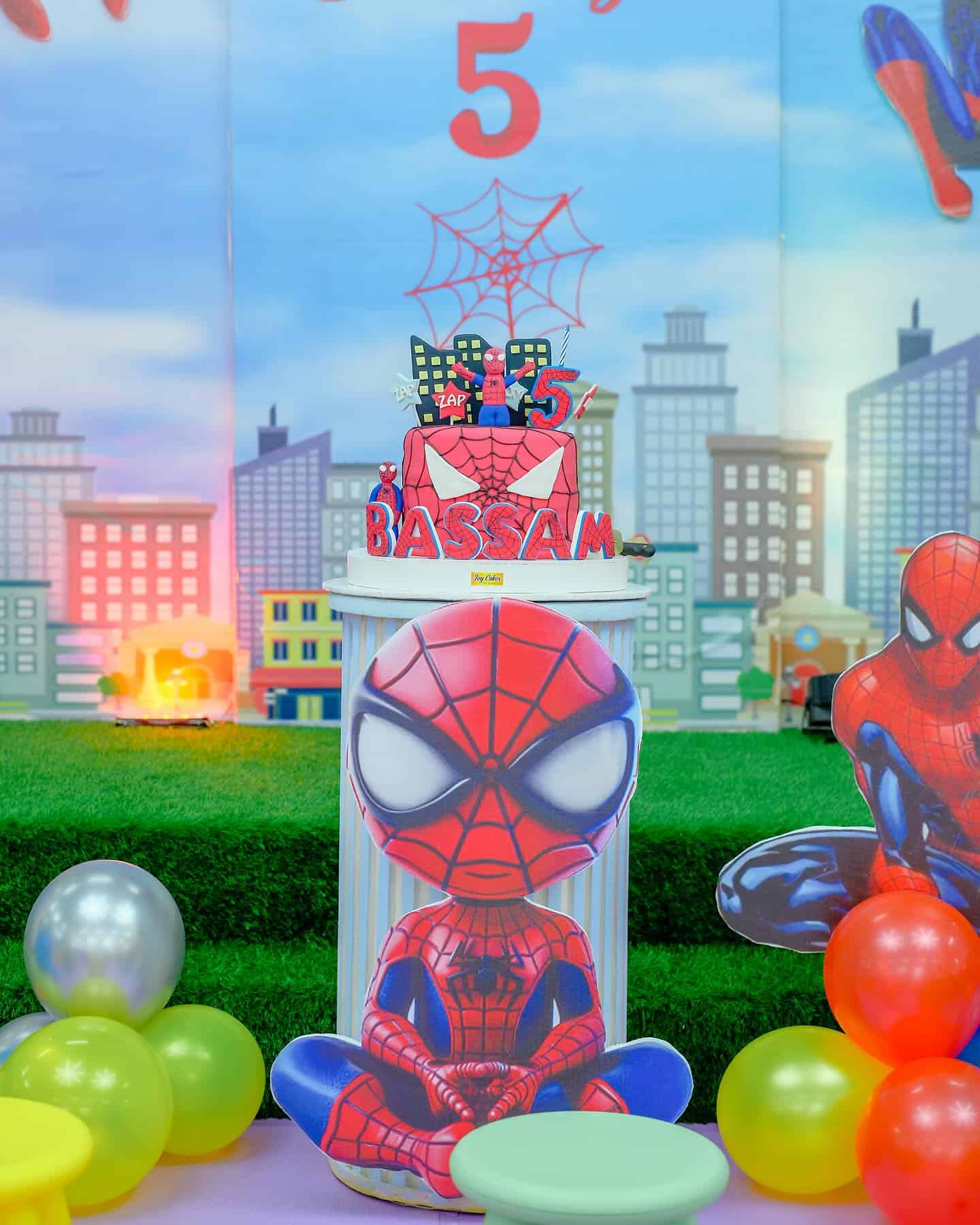 Spiderman 5th Birthday Cake Display