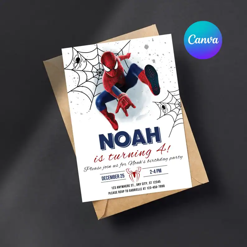 Spiderman Birthday Invitation Template