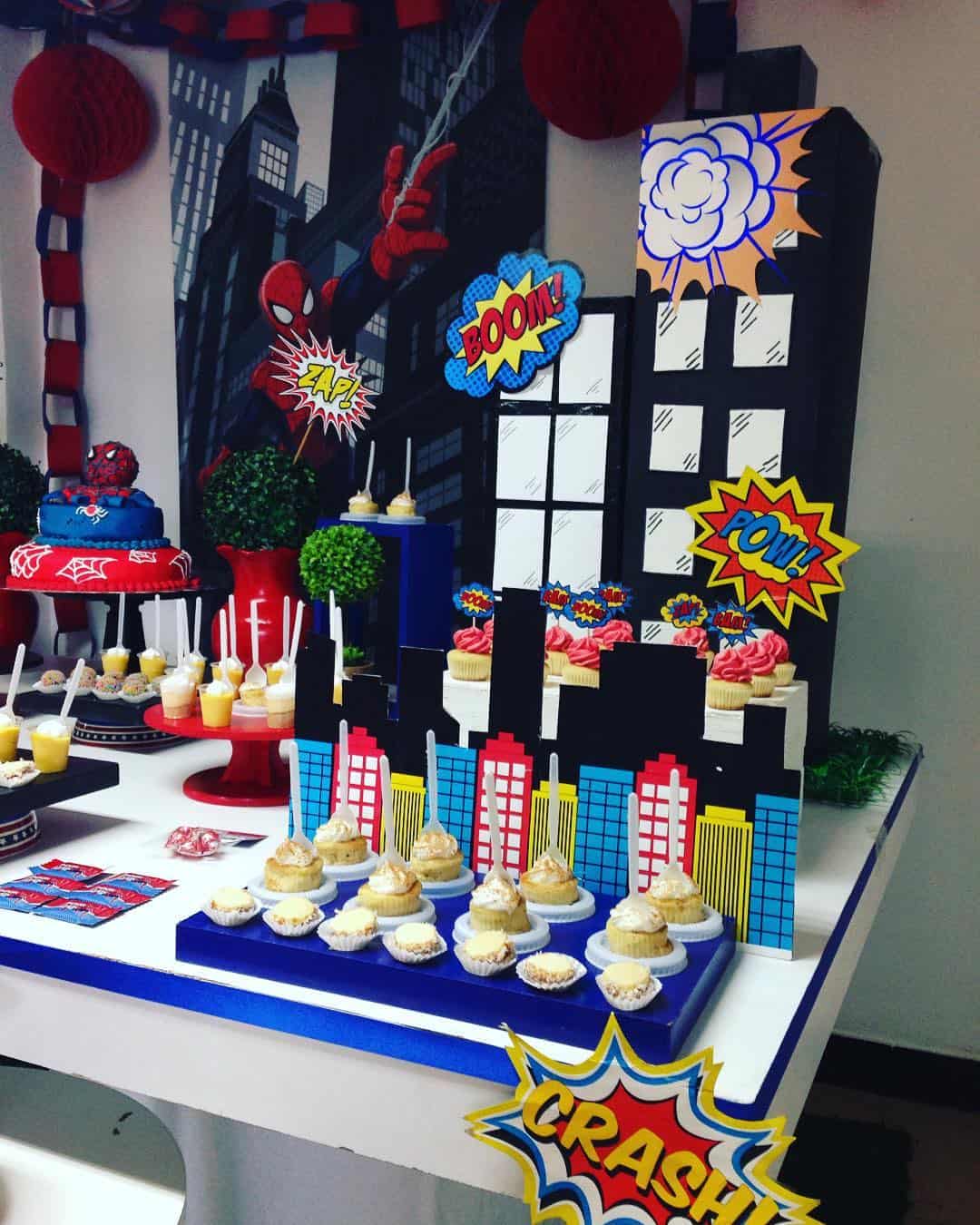 Spiderman Cityscape Cupcake Display