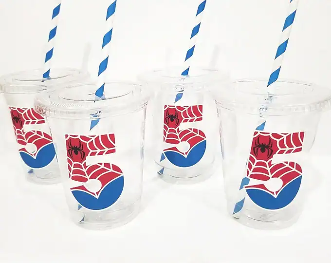 Spiderman Cups with Number Design