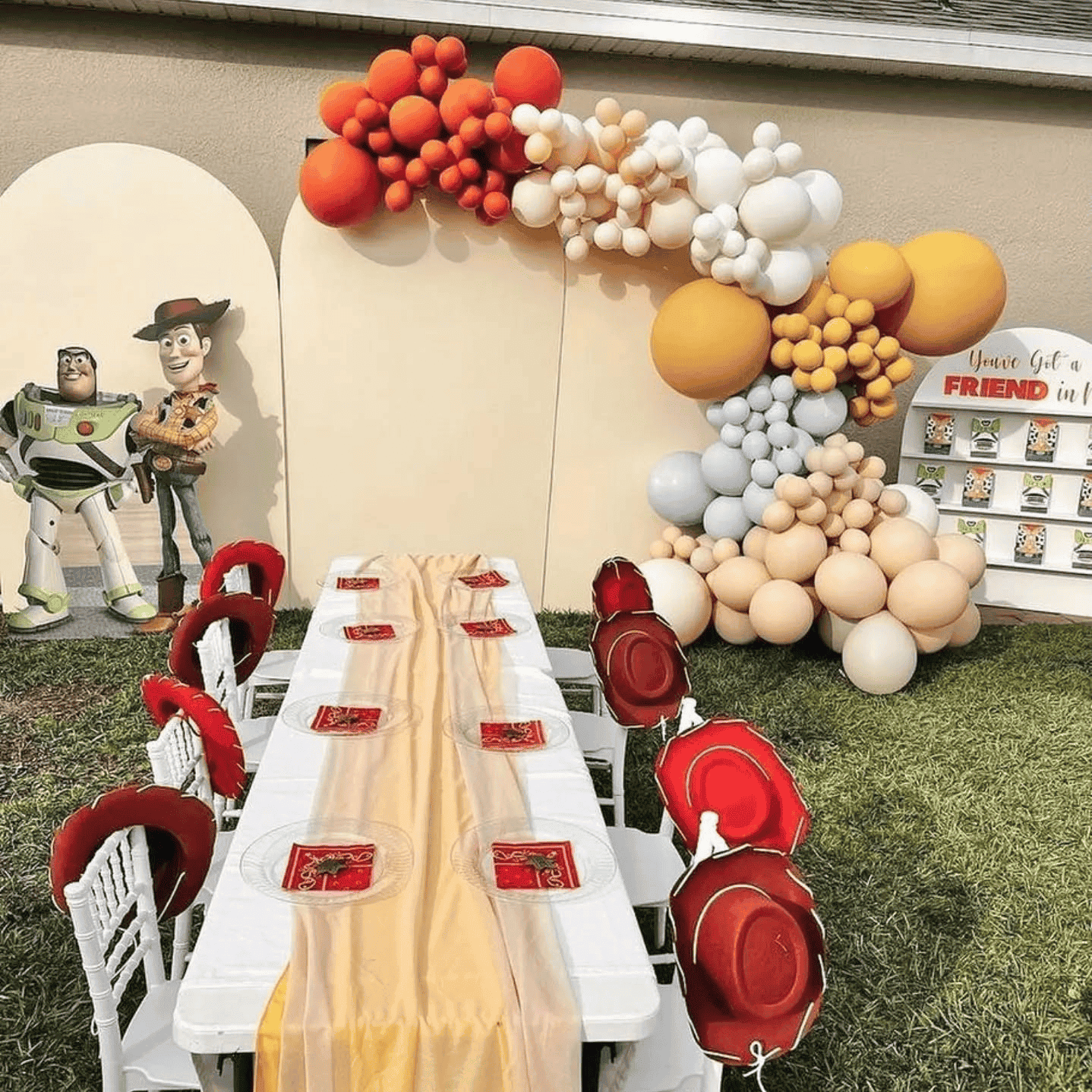 Toy Story Kids Table and Balloon Backdrop