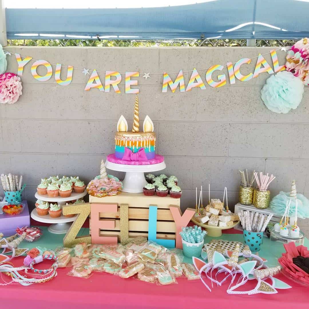 Unicorn Dessert Table Setup