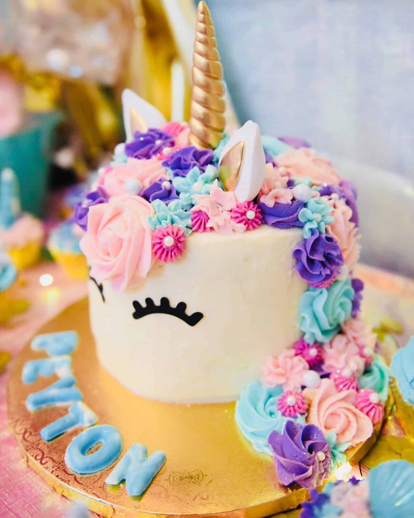 Unicorn Floral Birthday Cake