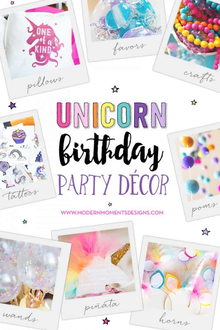 Unicorn Party Decor Ideas Collage
