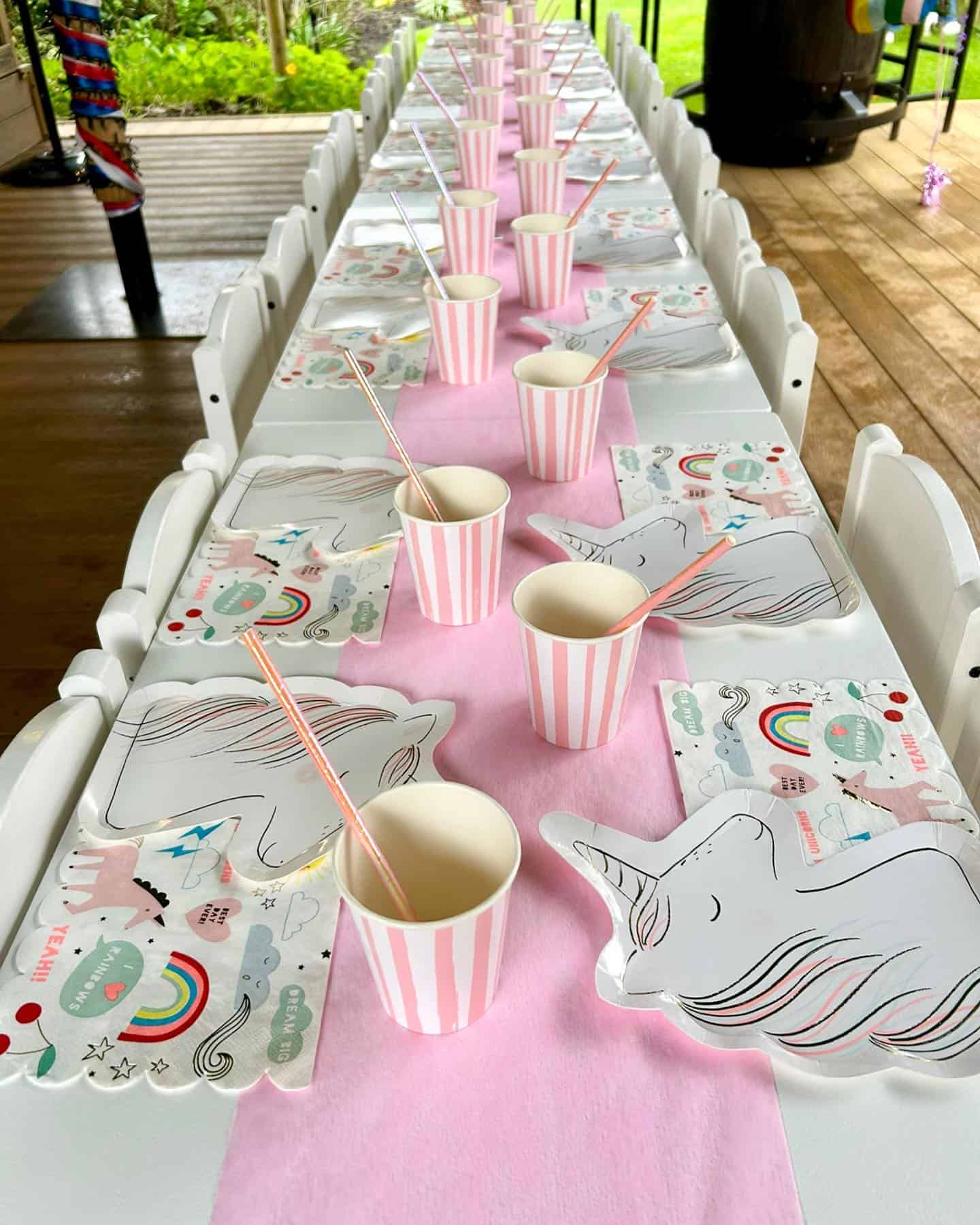 Unicorn Pink Striped Partyware