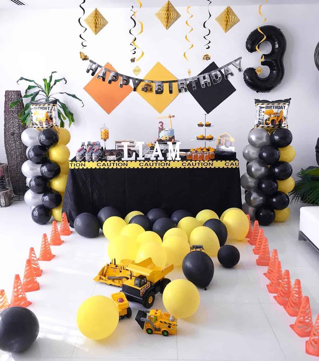 Yellow & Black Caution Party Setup