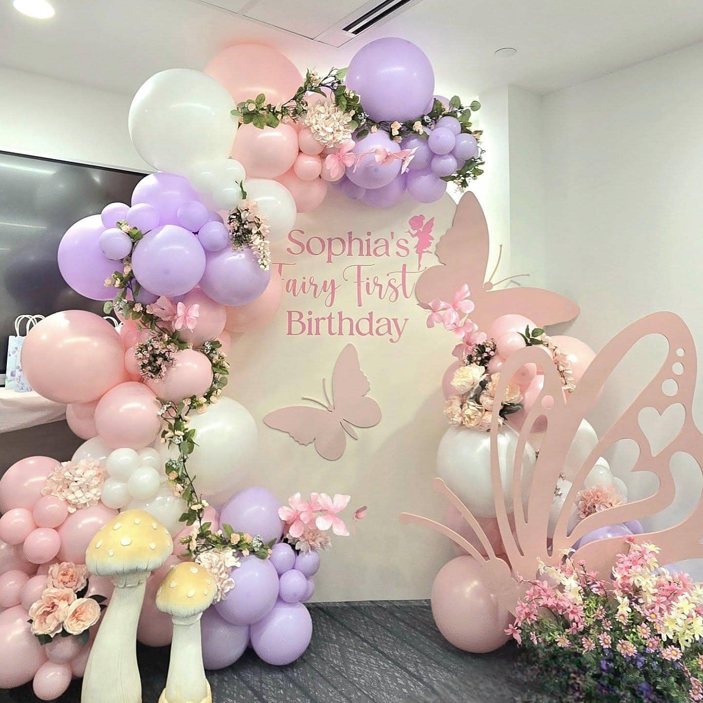Butterfly Balloon Arch Fairy Photo Backdrop