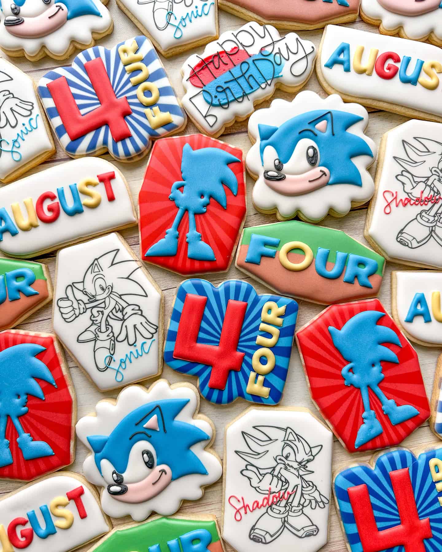 Colorful Sonic Sugar Cookie Designs