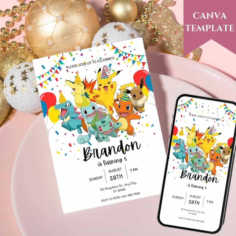 Digital Pokémon Invite Template