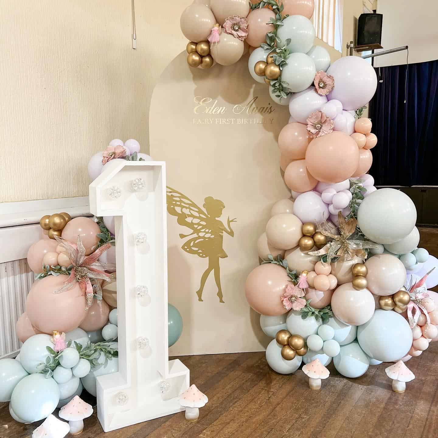 Magical Balloon Arch for a Fairy First Birthday