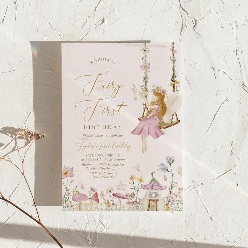 Fairy Swing Garden Theme Invitation