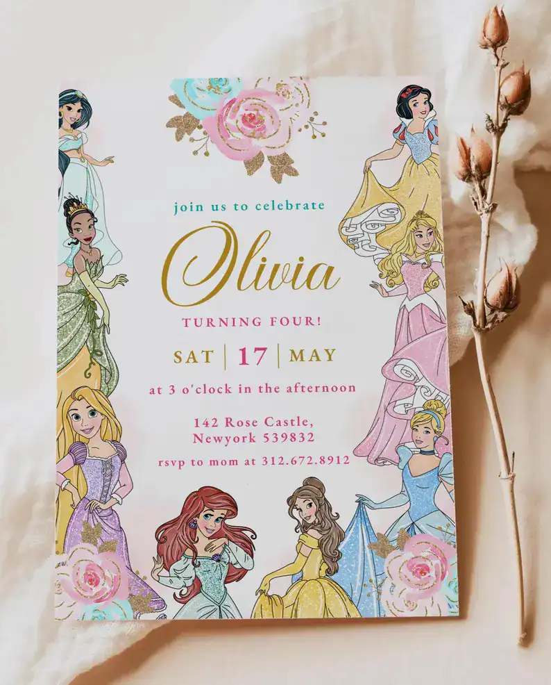 Floral Princess Birthday Invite
