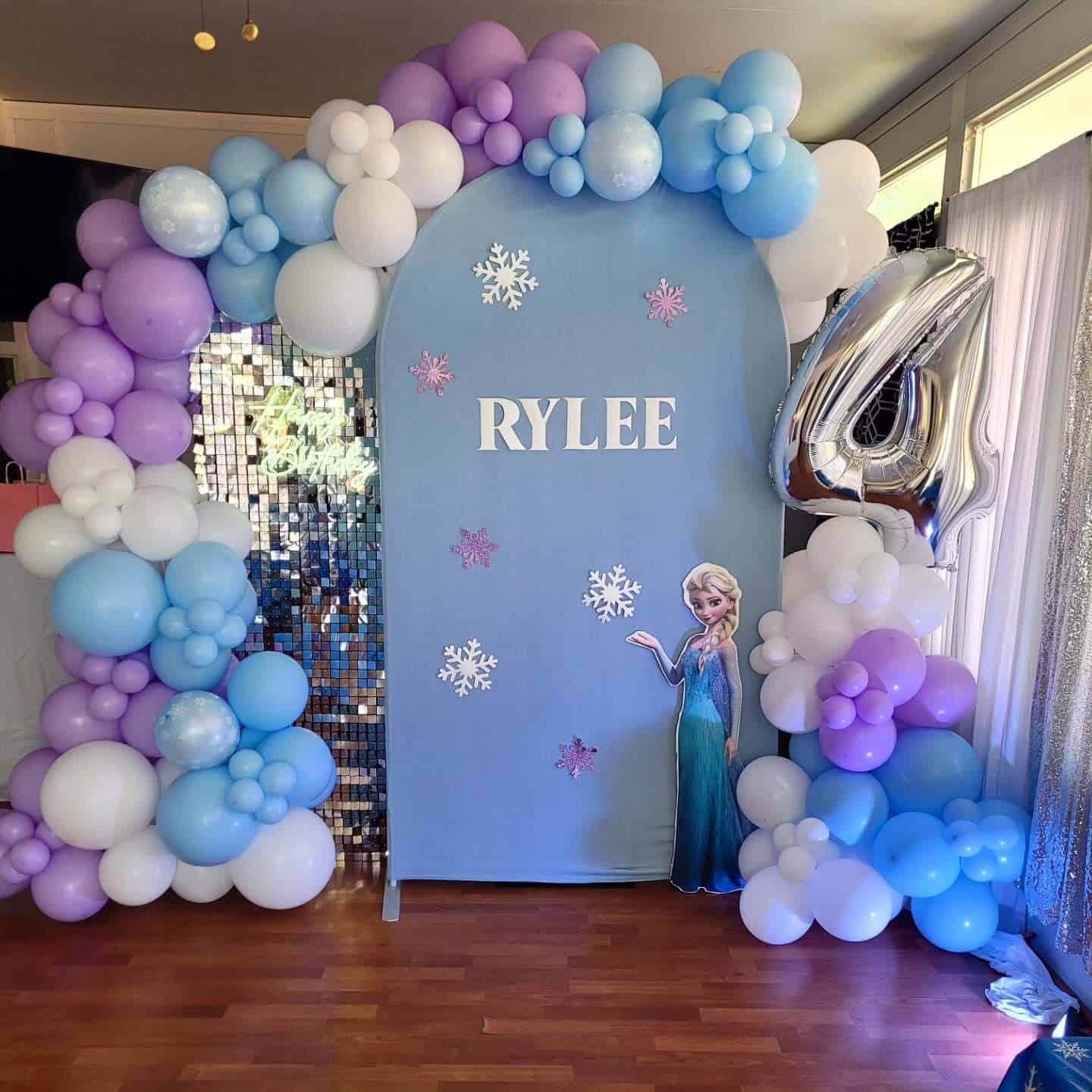 Frozen Balloon Backdrop Rylee Turns 4