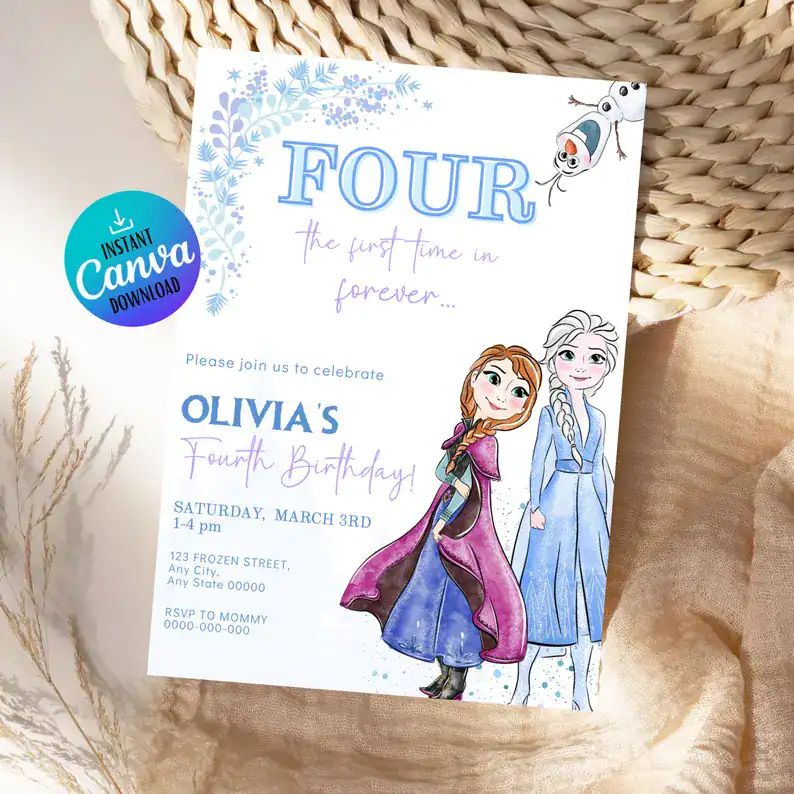 Frozen Invite Olivia Fourth Birthday