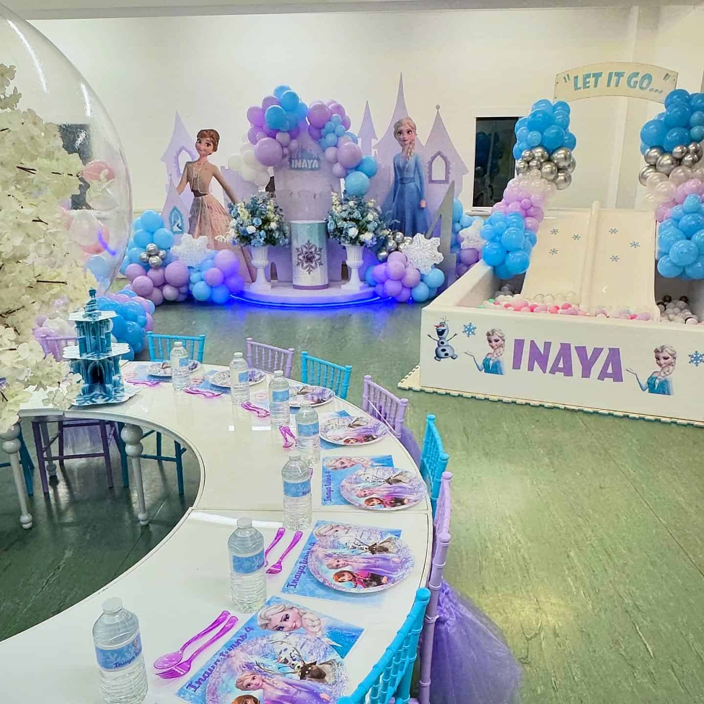 Frozen Party Slide and Dining Setup