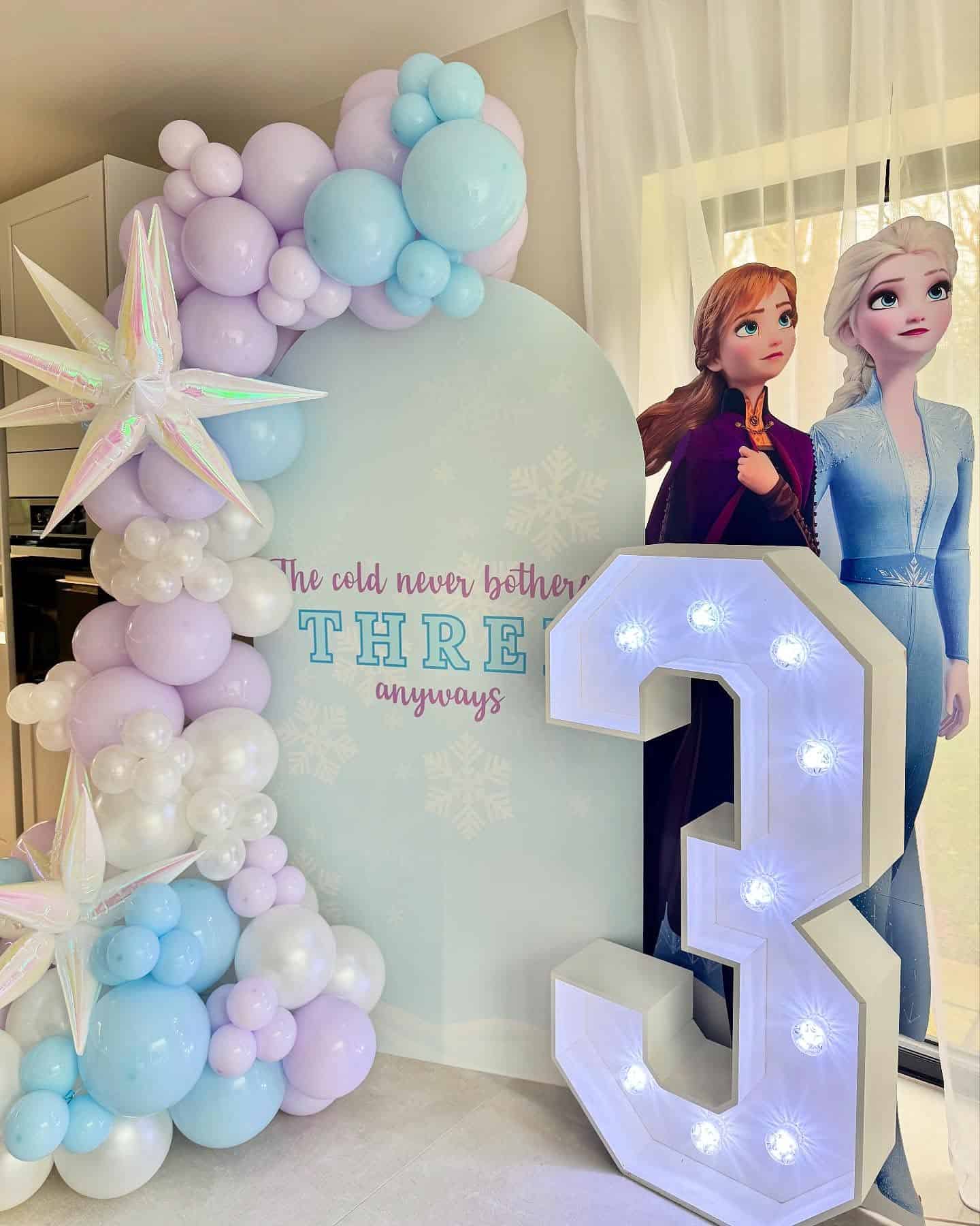 Frozen Third Birthday Balloon Display