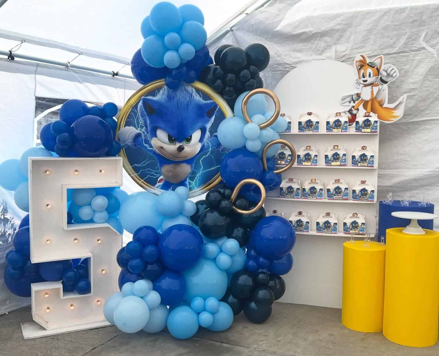 Giant Sonic Backdrop and Balloon Arch