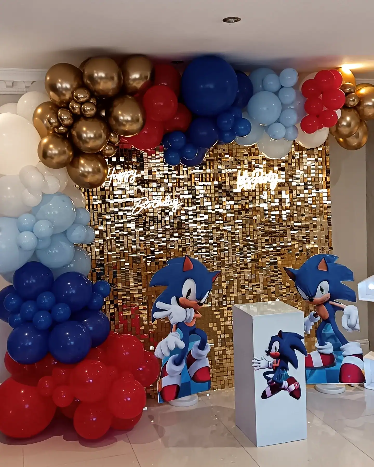 Gold and Blue Sonic Photo Backdrop