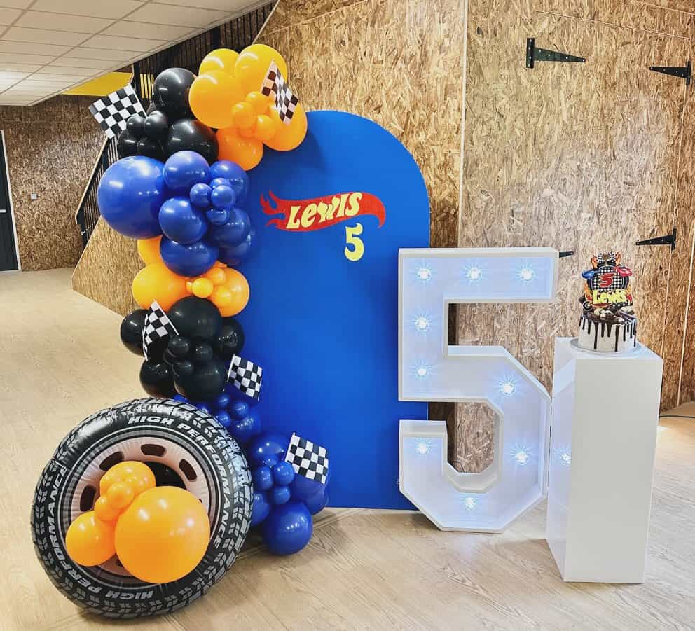 Hot Wheels Birthday Backdrop with Light-Up Number