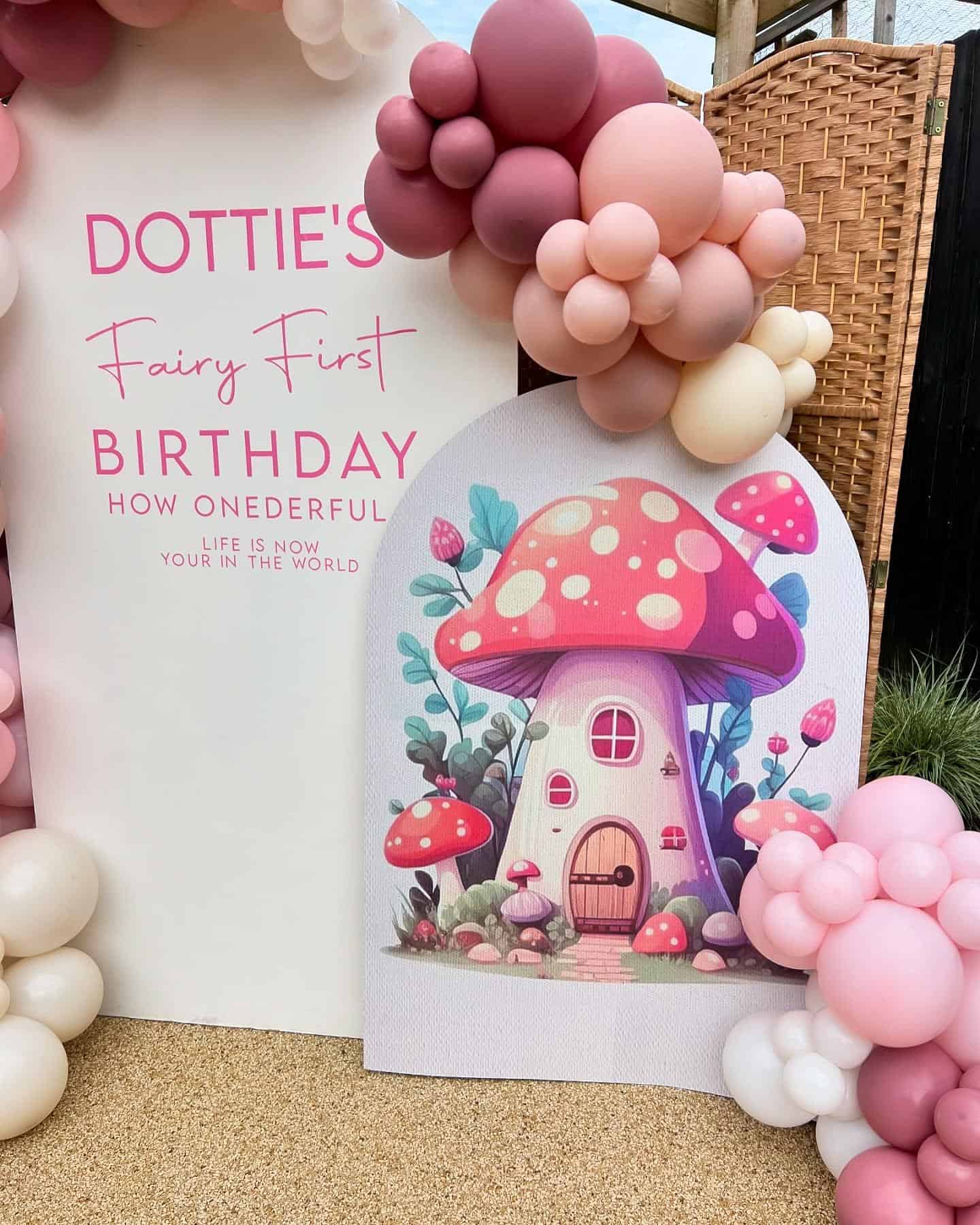 Mushroom House Backdrop for Fairy Birthday