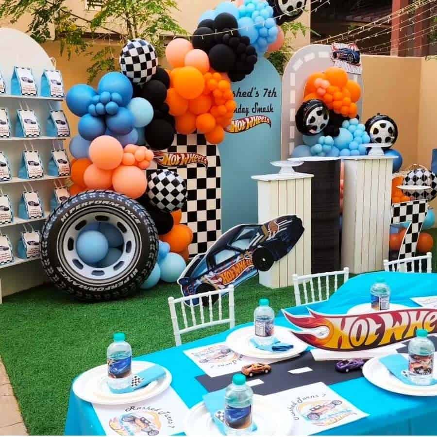 Outdoor Hot Wheels Party Setup