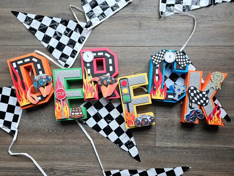 Personalized Hot Wheels Letters for Party Decor