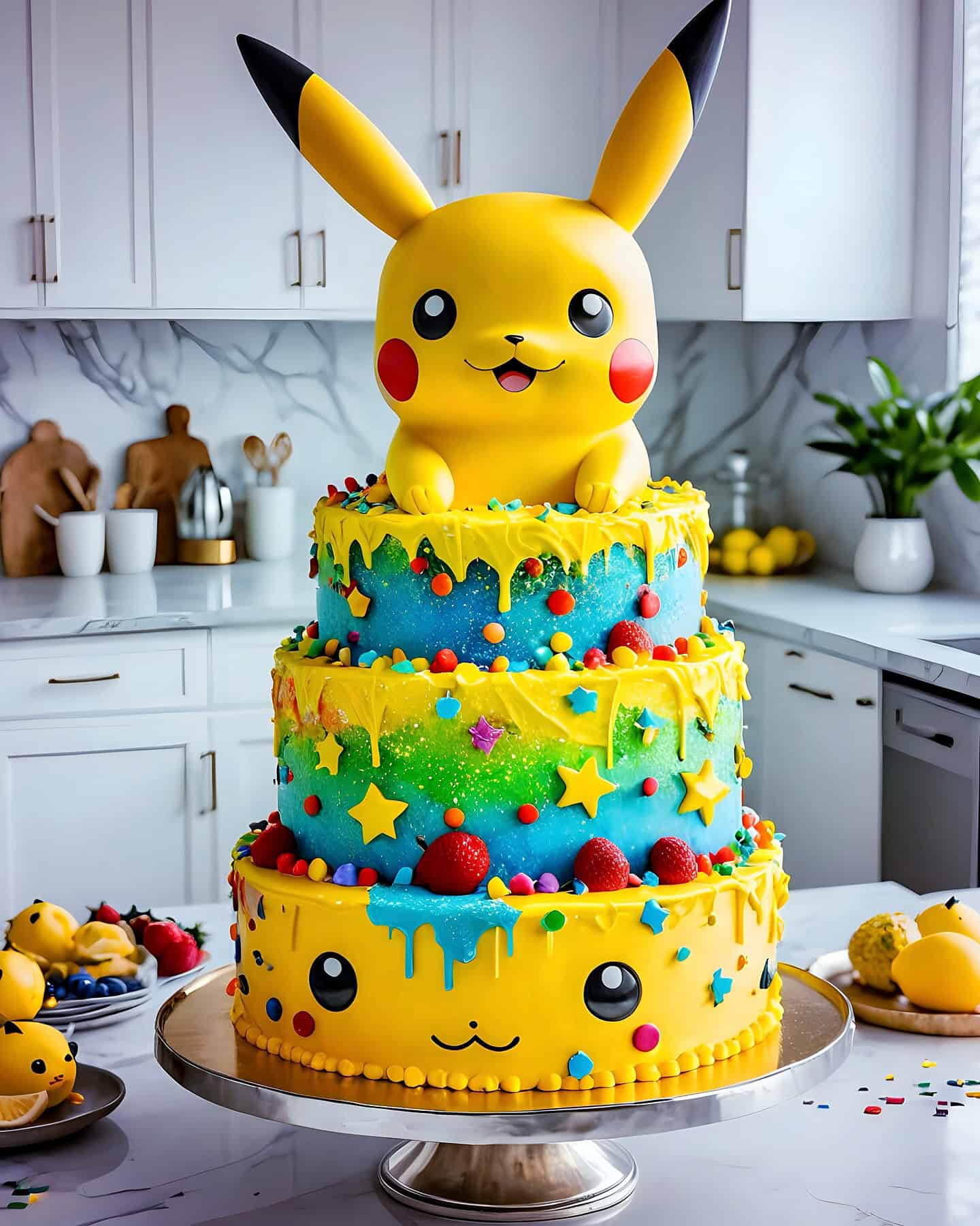 Pikachu Tiered Birthday Cake