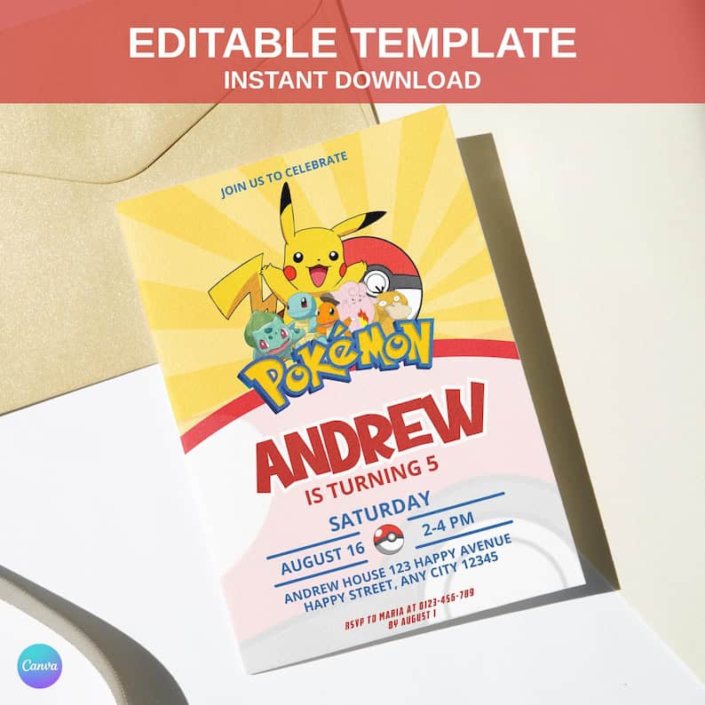 Printable Pokémon Invite and Mobile