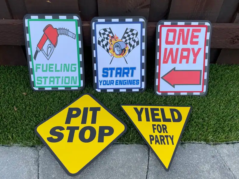 Racing Party Sign Decorations for Hot Wheels Theme