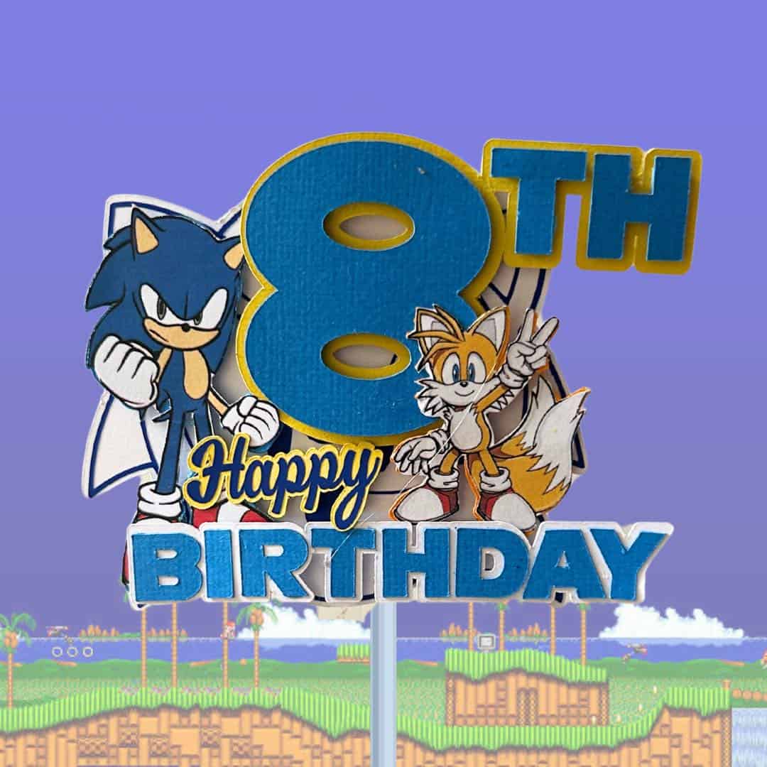 Sonic and Tails 8th Birthday Cake Topper